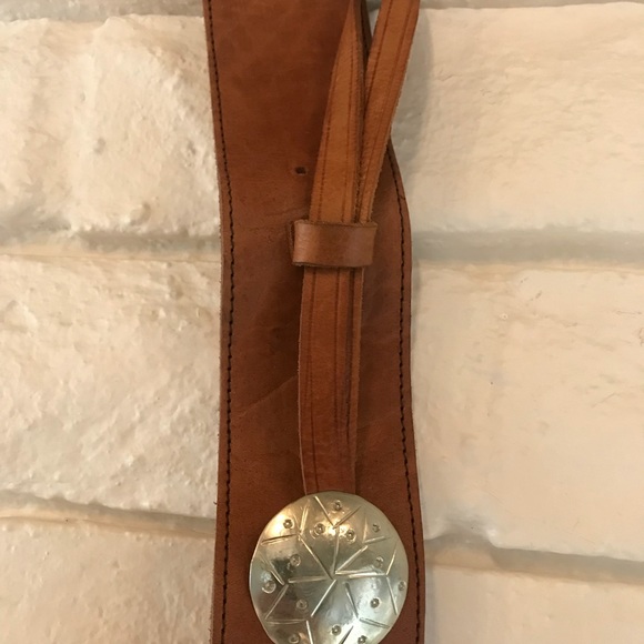 Boho Leather and Silver Adjustable Belt - Picture 2 of 4